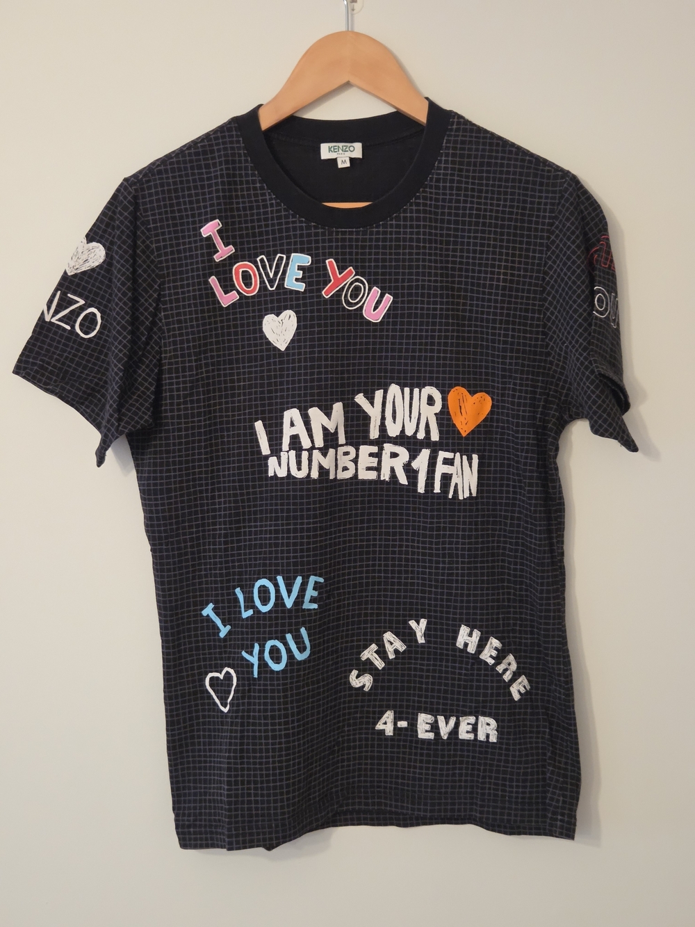 Kenzo Kids Black Graphic 'I Am Your Number 1 Fan' Tee